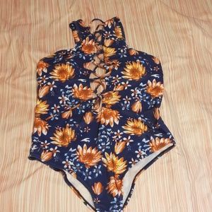 One piece sunflower swimsuit